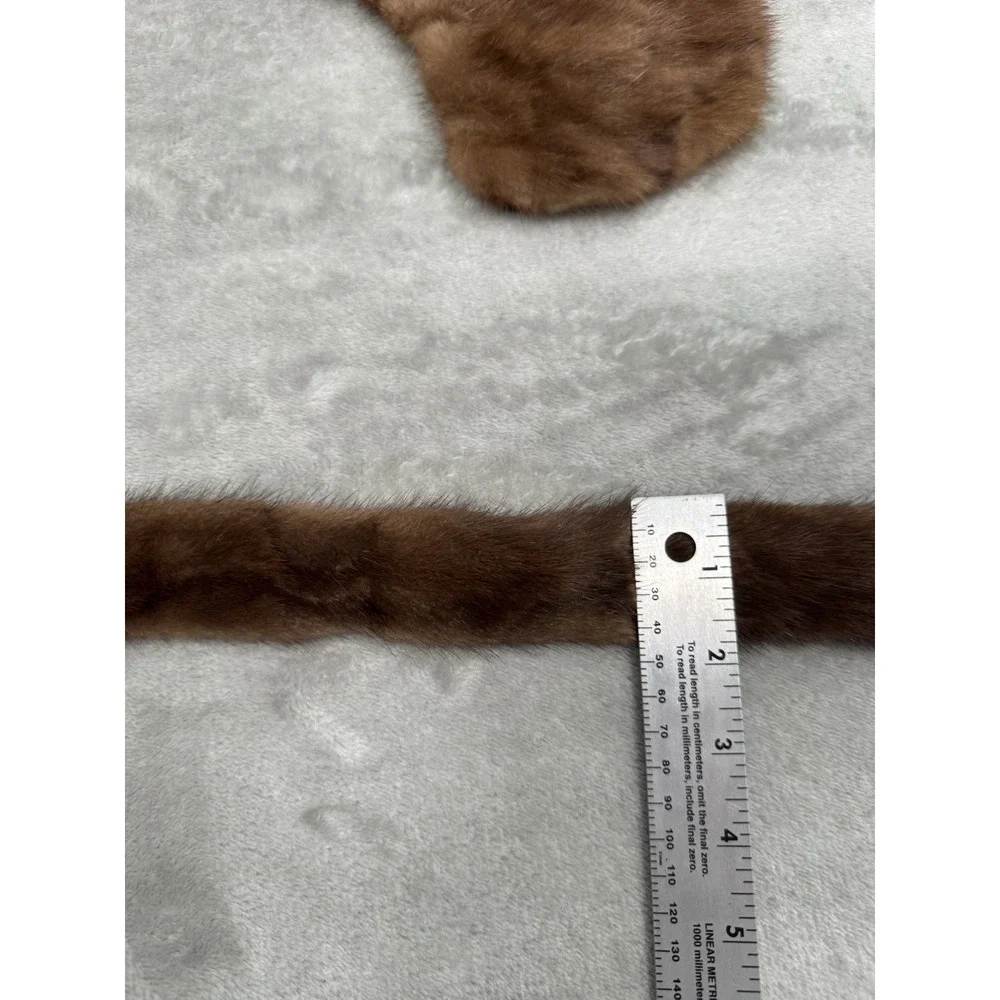 Vintage 2pc Real Mink Fur Collar Stole Set Brown Necklace 40s 50s Old Money